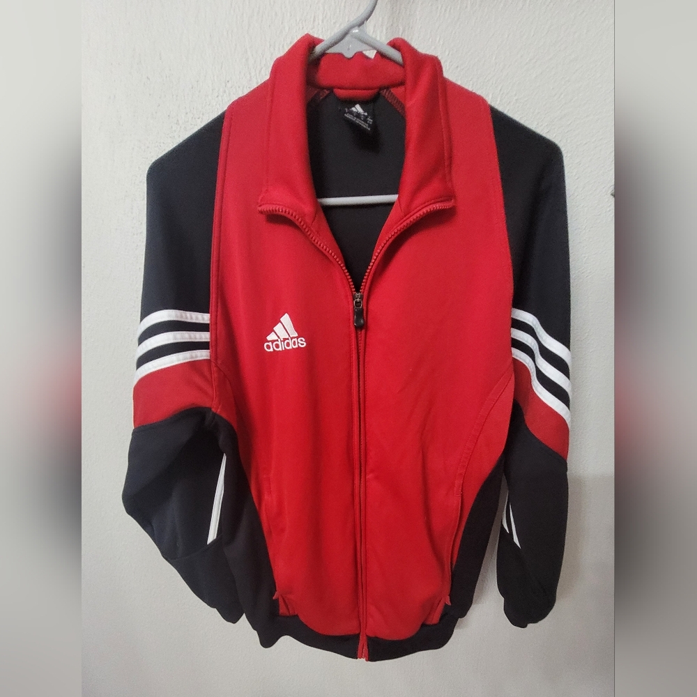 Adidas Red and Black Track Jacket Womens/ Med Or Men Small
